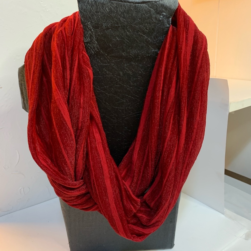 Elegant Sheer Red Infinity Scarf